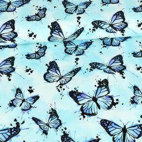 Puuvillajersey Butterfly Splashes | Glitzerpüppi – jäänsininen, 