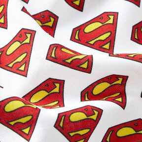 Puuvillapopliini Supermies Logo Lisenssikangas | DC Comics – valkoinen, 