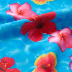 Uimapukukangas Havaijin kukat – sininen/voimakas vaaleanpunainen, 
