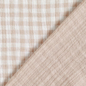 Musliini-/kaksikerroksinen kangas Vichy-ruutu Lankavärjätty – luonnonvärinen/valkoinen, 
