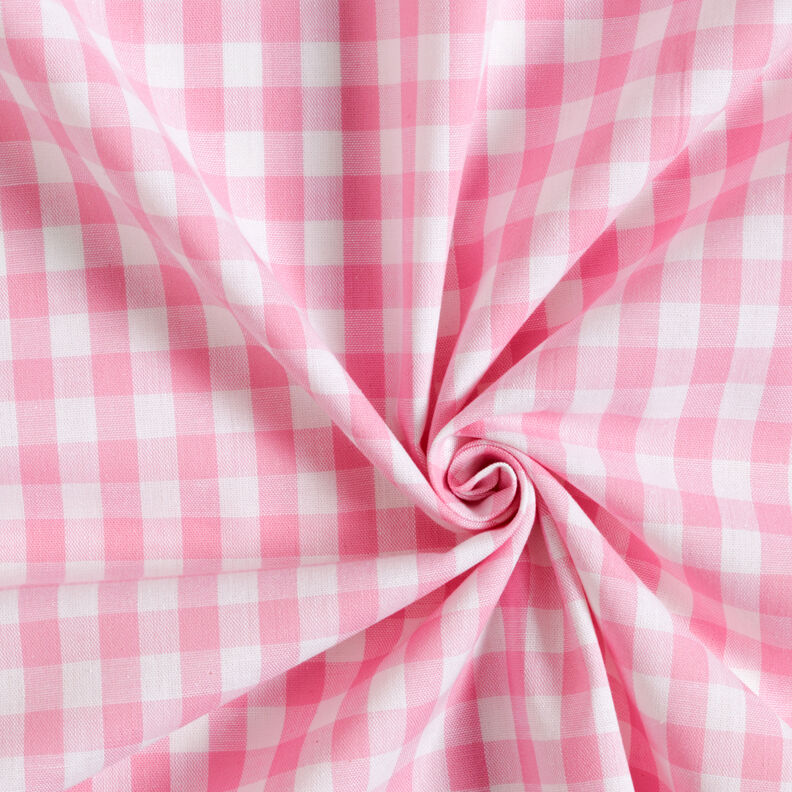 Puuvillakangas Vichy-Check 1 cm – roosa/valkoinen,  image number 3