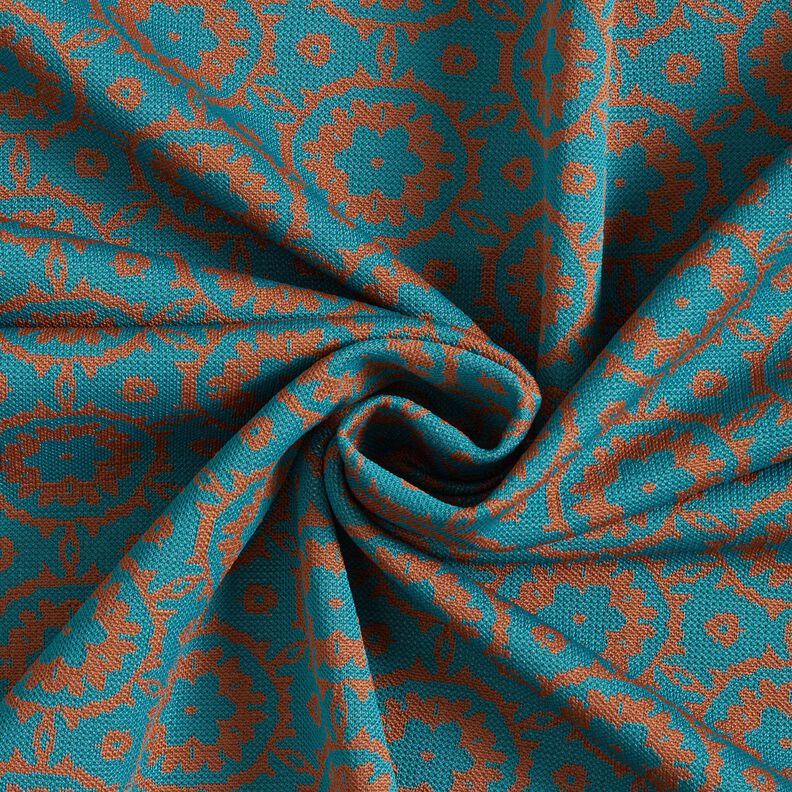 Neulejacquard Kukkaornamentit – petrooli/vaaleanruskea,  image number 3