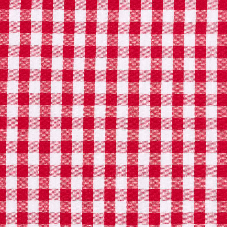 Puuvillakangas Vichy-Check 1 cm – punainen/valkoinen,  image number 1