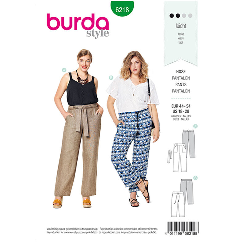 Housut, Burda 6218 | 44 - 54,  image number 1