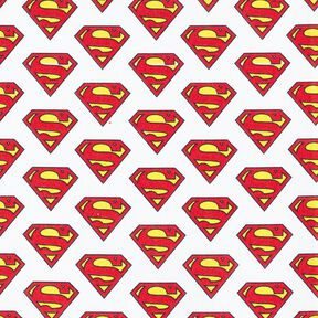 Puuvillapopliini Supermies Logo Lisenssikangas | DC Comics – valkoinen, 