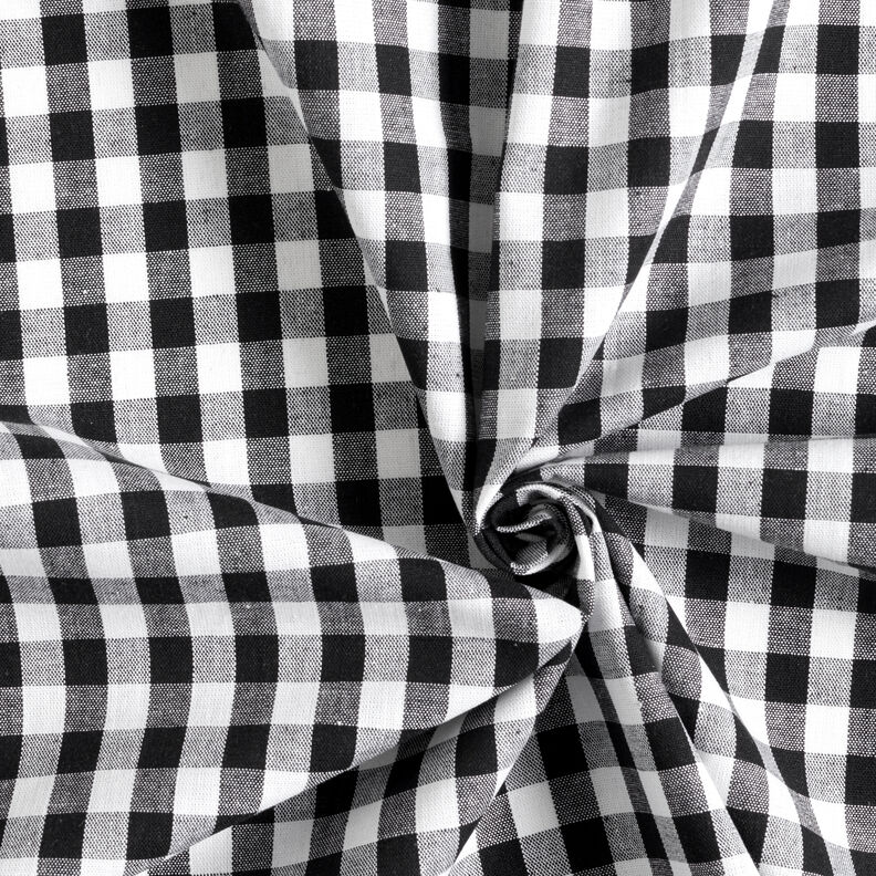 Puuvillakangas Vichy-Check 1 cm – musta/valkoinen,  image number 3