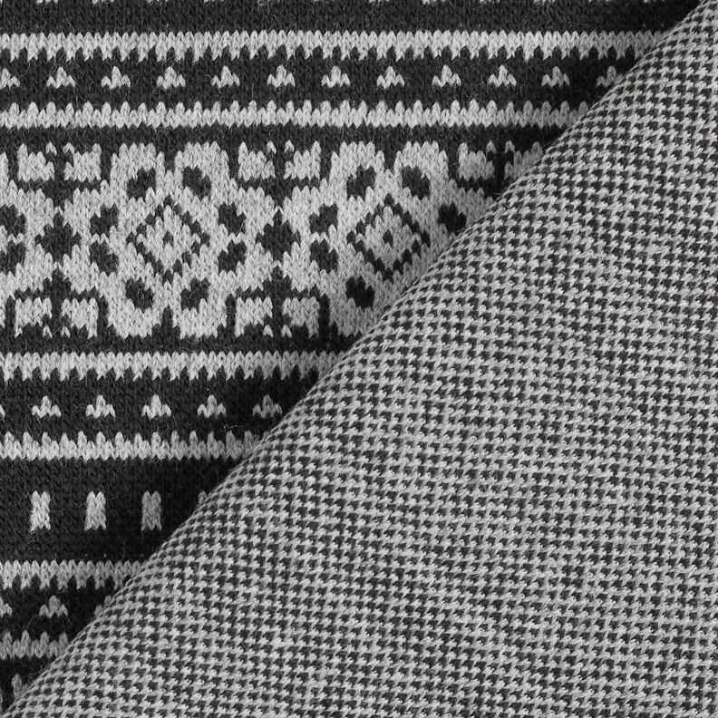 Neulejacquard norjalaisraidat – vaaleanharmaa/musta,  image number 5