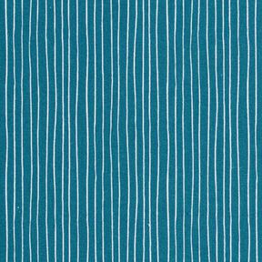 Puuvillakangas Kretonki Herkät linjat – sininen/valkoinen, 