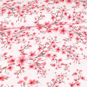 Puuvillajersey Kirsikankukat | Glitzerpüppi – valkoinen, 