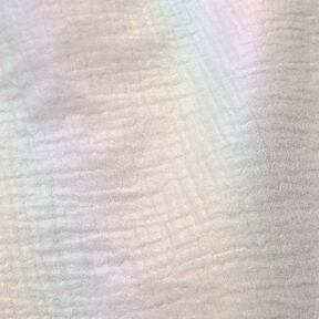 Musliini-/kaksikerroksinen kangas Hohtava kimalle Foliopainatus – valkoinen, 