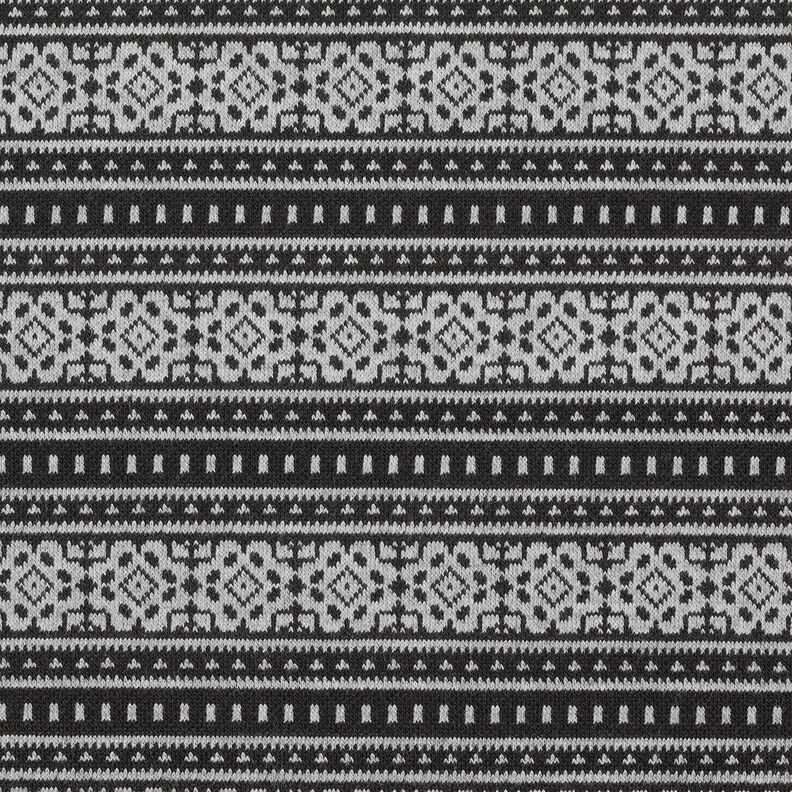 Neulejacquard norjalaisraidat – vaaleanharmaa/musta,  image number 1