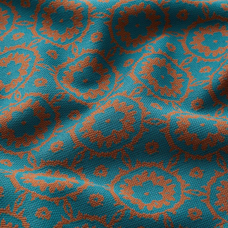 Neulejacquard Kukkaornamentit – petrooli/vaaleanruskea,  image number 2