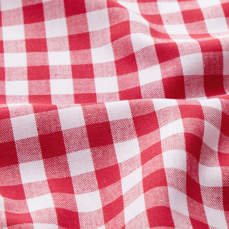 Puuvillakangas Vichy-Check 1 cm – punainen/valkoinen,  image number 2