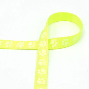 Heijastava kudottu nauha Koiran hihna Tassut [20 mm] – keltainen neon, 