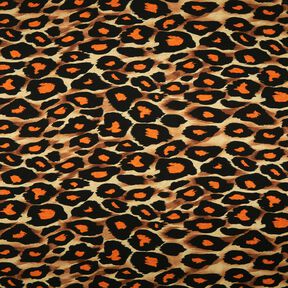 Viskoosijersey suuria leopardin täpliä – ruskea/oranssi, 