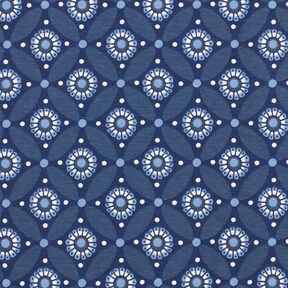 Puuvillajersey Azulejo-laatat isot – laivastonsininen/siniharmaa, 