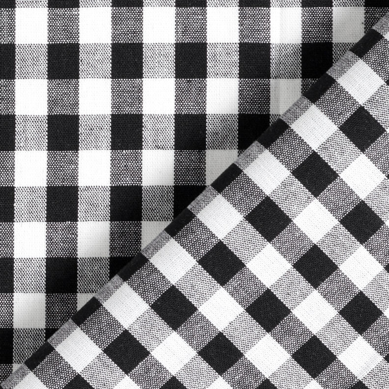 Puuvillakangas Vichy-Check 1 cm – musta/valkoinen,  image number 4
