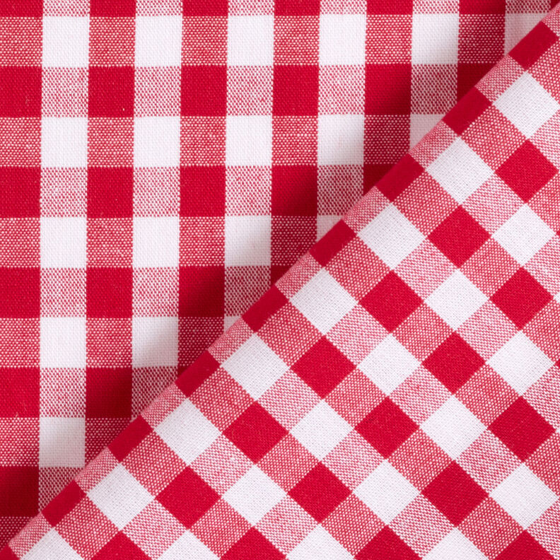 Puuvillakangas Vichy-Check 1 cm – punainen/valkoinen,  image number 4