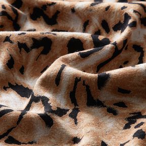 Viskoosijersey abstrakti leopardiprintti – vaaleanruskea/musta, 