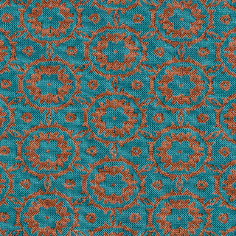 Neulejacquard Kukkaornamentit – petrooli/vaaleanruskea,  image number 1