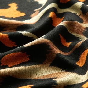 Viskoosijersey suuria leopardin täpliä – ruskea/oranssi, 