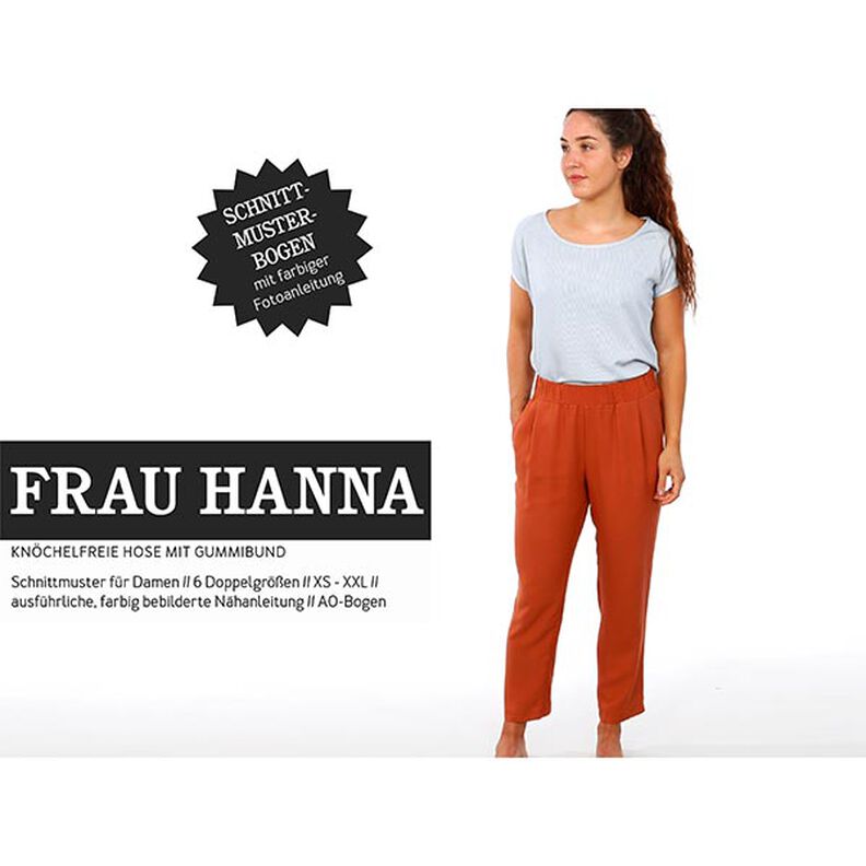 FRAU HANNA – rennot housut, kuminauhakuja, Studio Schnittreif | XS - XXL,  image number 1